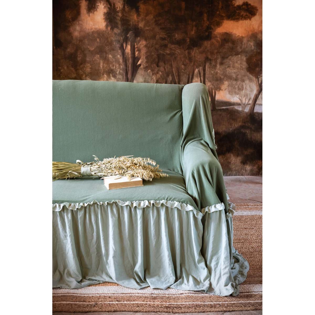 NEW - Copridivano con gala in poliestere - 3 varianti - 160x280x50 cm - Blanc Mariclo